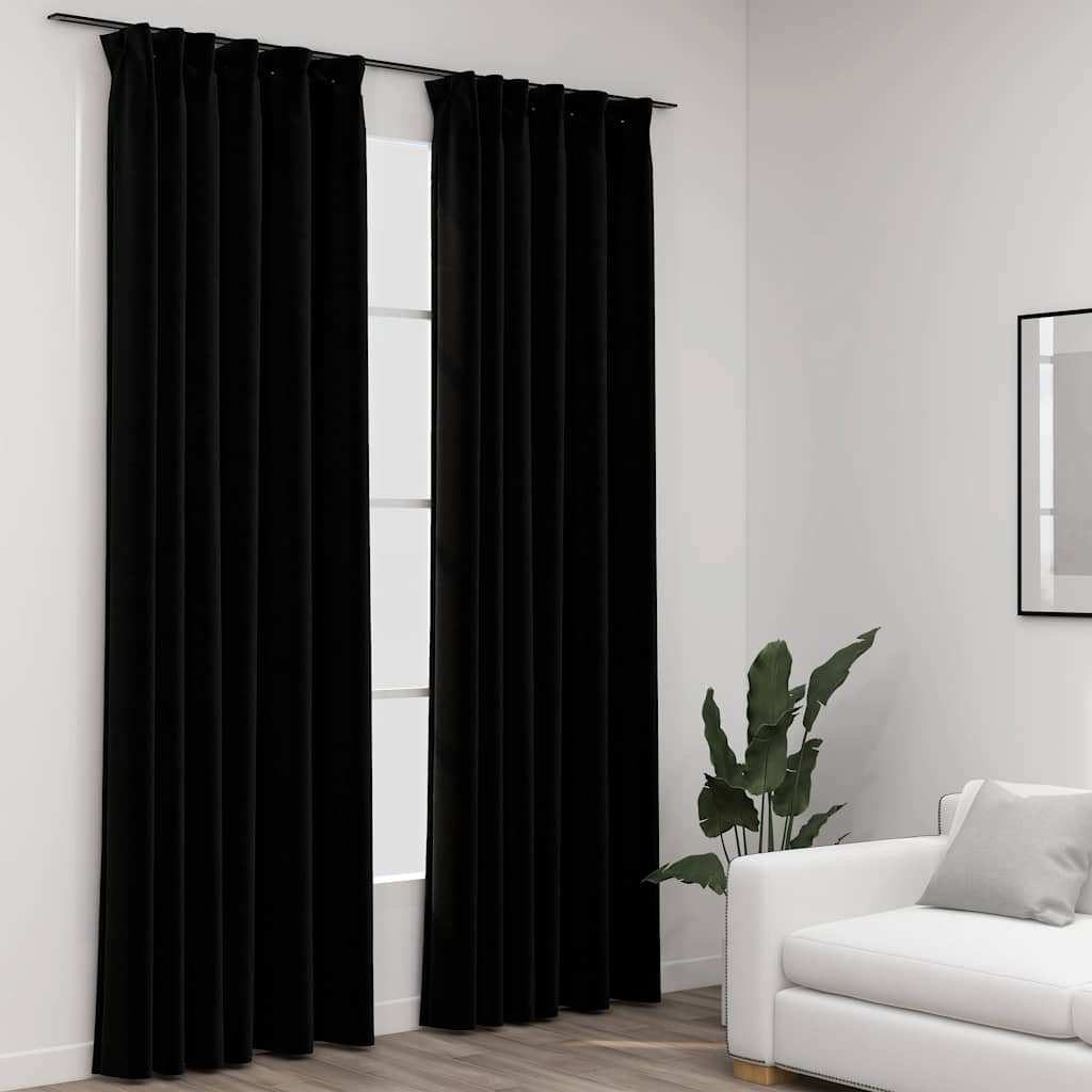 Verdunkelungsvorhänge Haken Leinenoptik 2Stk. 140X245Cm