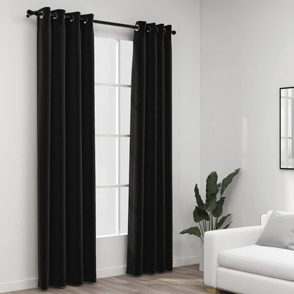 Verdunkelungsvorhänge Ösen Leinenoptik 2 Stk. 140X225Cm