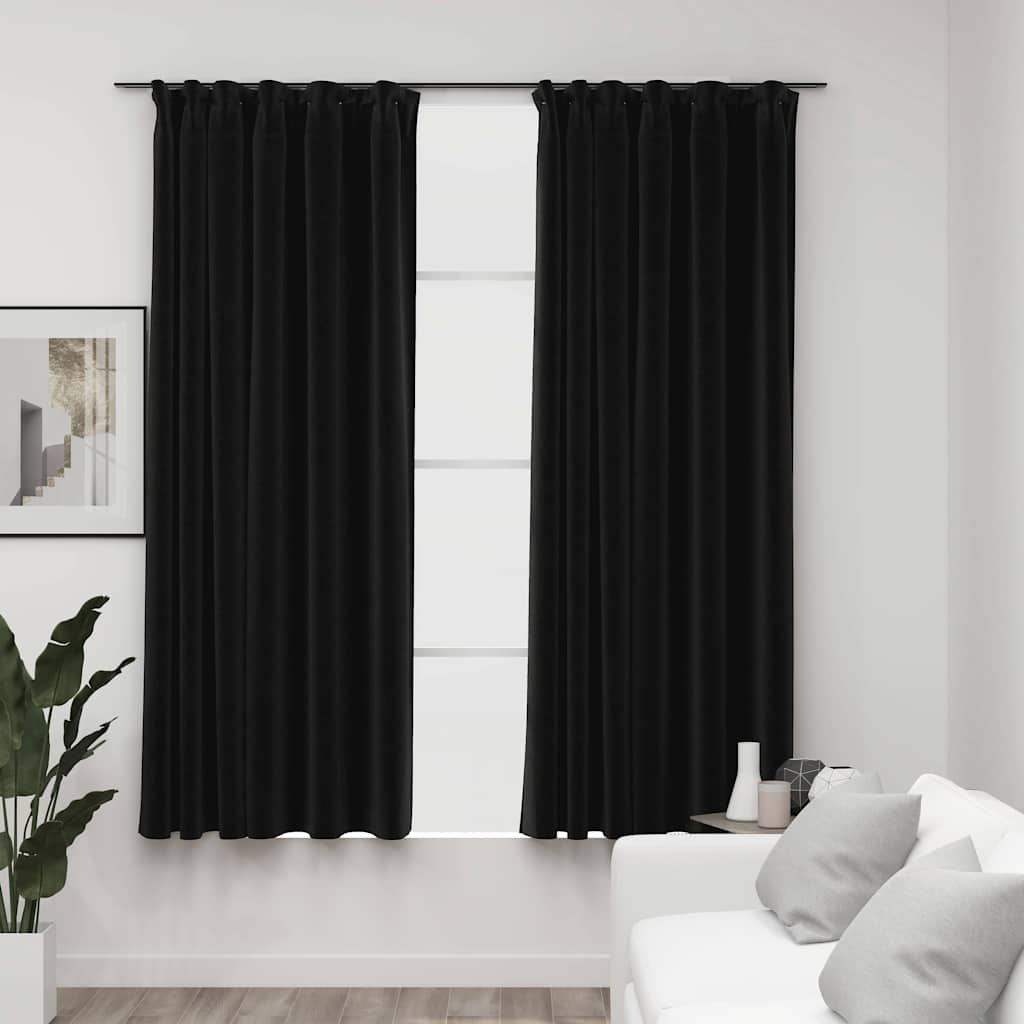 Verdunkelungsvorhänge Haken Leinenoptik 2Stk. 140X245Cm