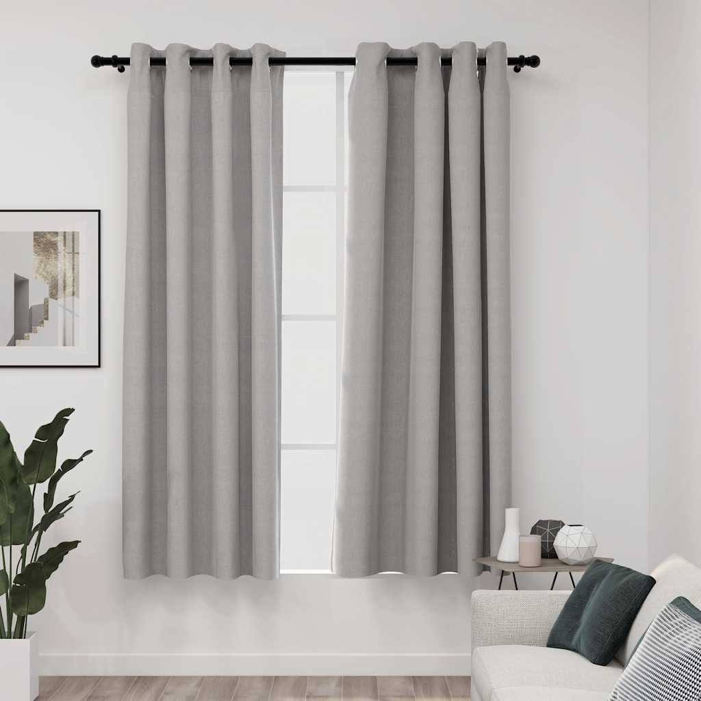 Verdunkelungsvorhänge Ösen Leinenoptik 2 Stk. 140X225Cm