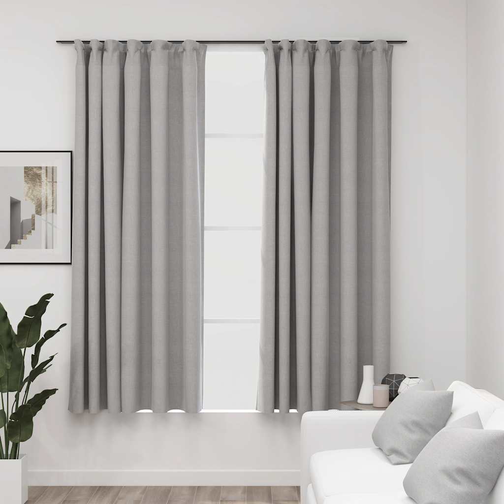 Verdunkelungsvorhänge Haken Leinenoptik 2Stk. 140X245Cm