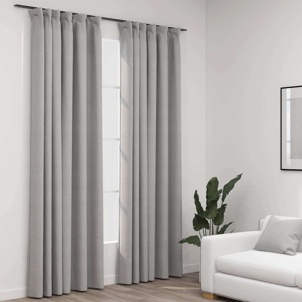 Verdunkelungsvorhänge Haken Leinenoptik 2Stk. 140X245Cm