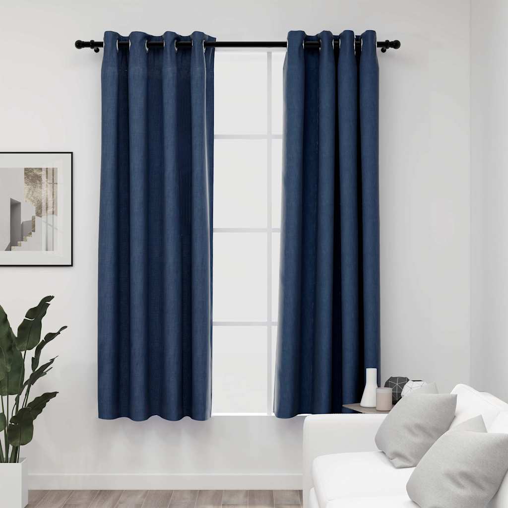 Verdunkelungsvorhänge Ösen Leinenoptik 2 Stk. 140X225Cm