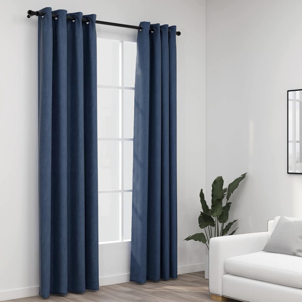 Verdunkelungsvorhänge Ösen Leinenoptik 2 Stk. 140X225Cm