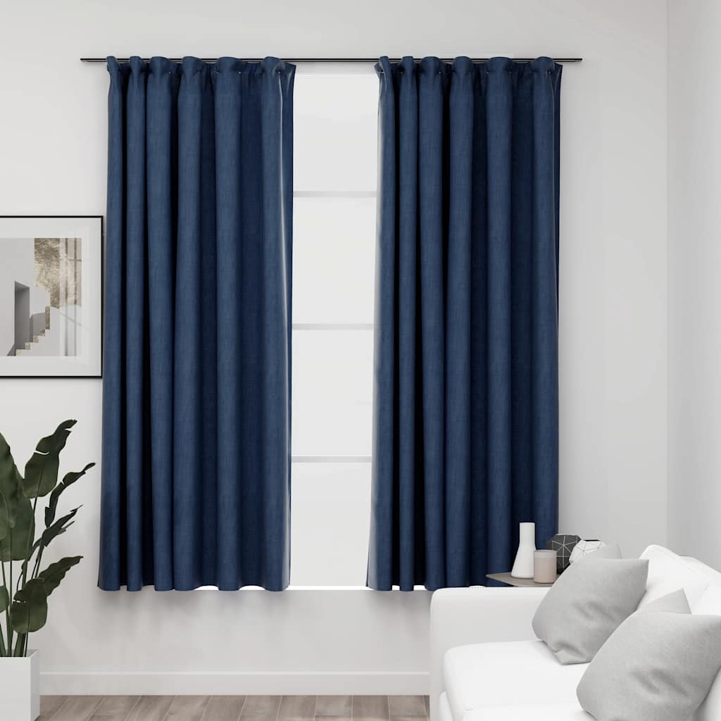 Verdunkelungsvorhänge Haken Leinenoptik 2Stk. 140X245Cm