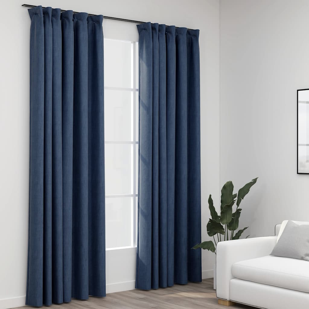 Verdunkelungsvorhänge Haken Leinenoptik 2Stk. 140X245Cm