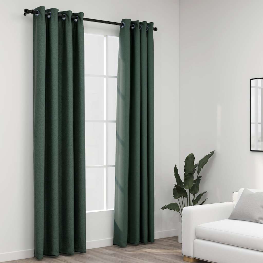 Verdunkelungsvorhänge Ösen Leinenoptik 2 Stk. 140X225Cm