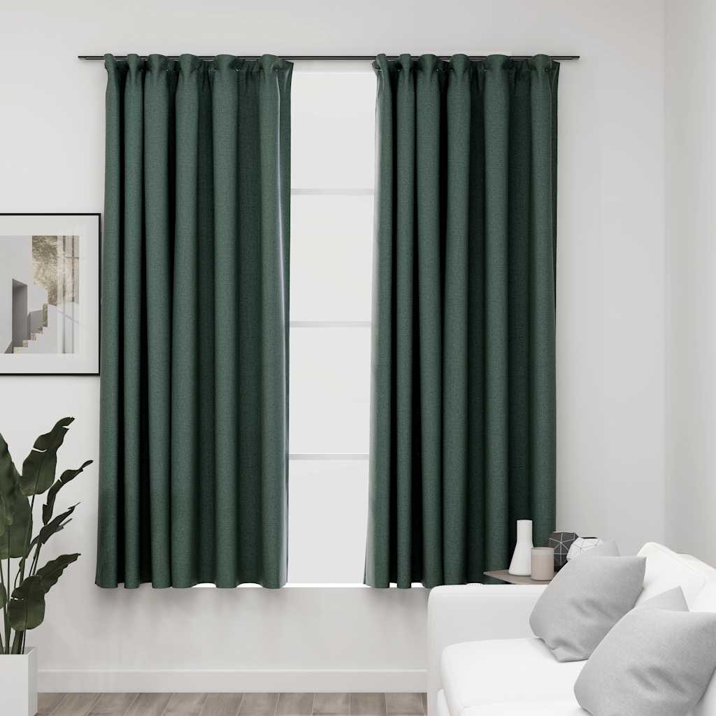 Verdunkelungsvorhänge Haken Leinenoptik 2Stk. 140X245Cm