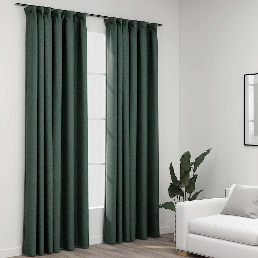 Verdunkelungsvorhänge Haken Leinenoptik 2Stk. 140X245Cm