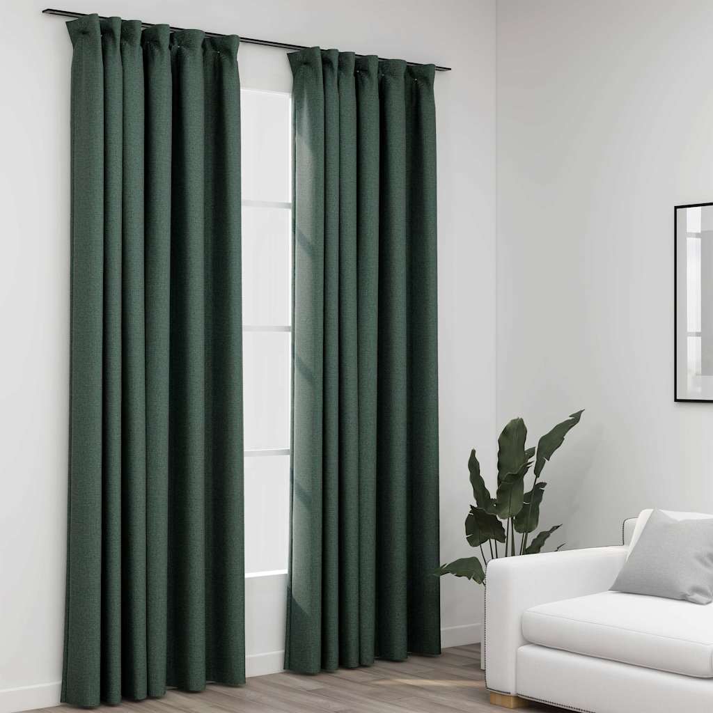 Verdunkelungsvorhänge Haken Leinenoptik 2Stk. 140X245Cm