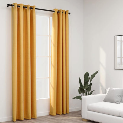 Verdunkelungsvorhänge Ösen Leinenoptik 2 Stk. 140X225Cm