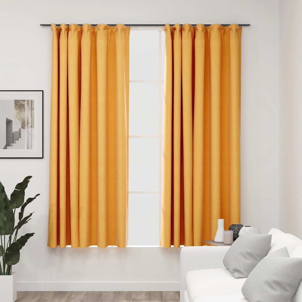 Verdunkelungsvorhänge Haken Leinenoptik 2Stk. 140X245Cm