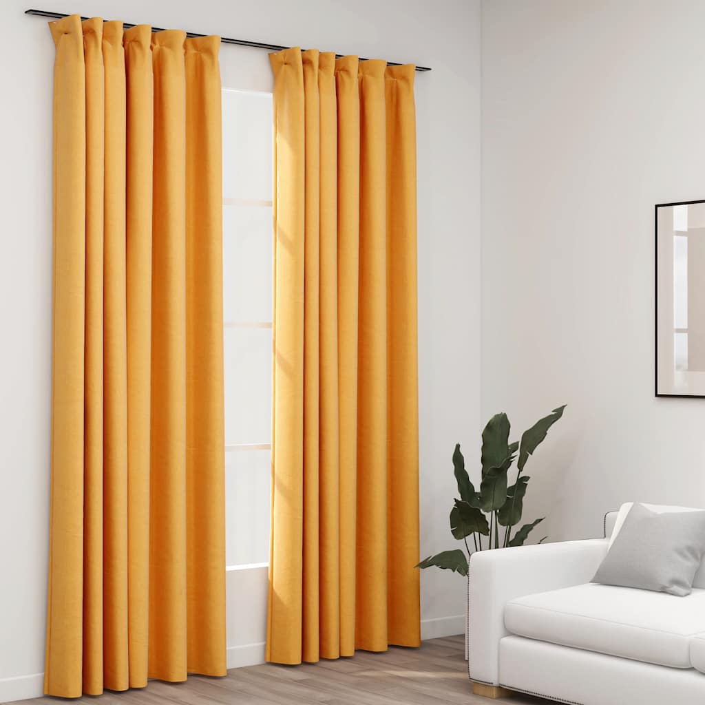 Verdunkelungsvorhänge Haken Leinenoptik 2Stk. 140X245Cm
