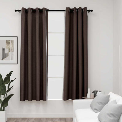 Verdunkelungsvorhänge Ösen Leinenoptik 2 Stk. 140X225Cm