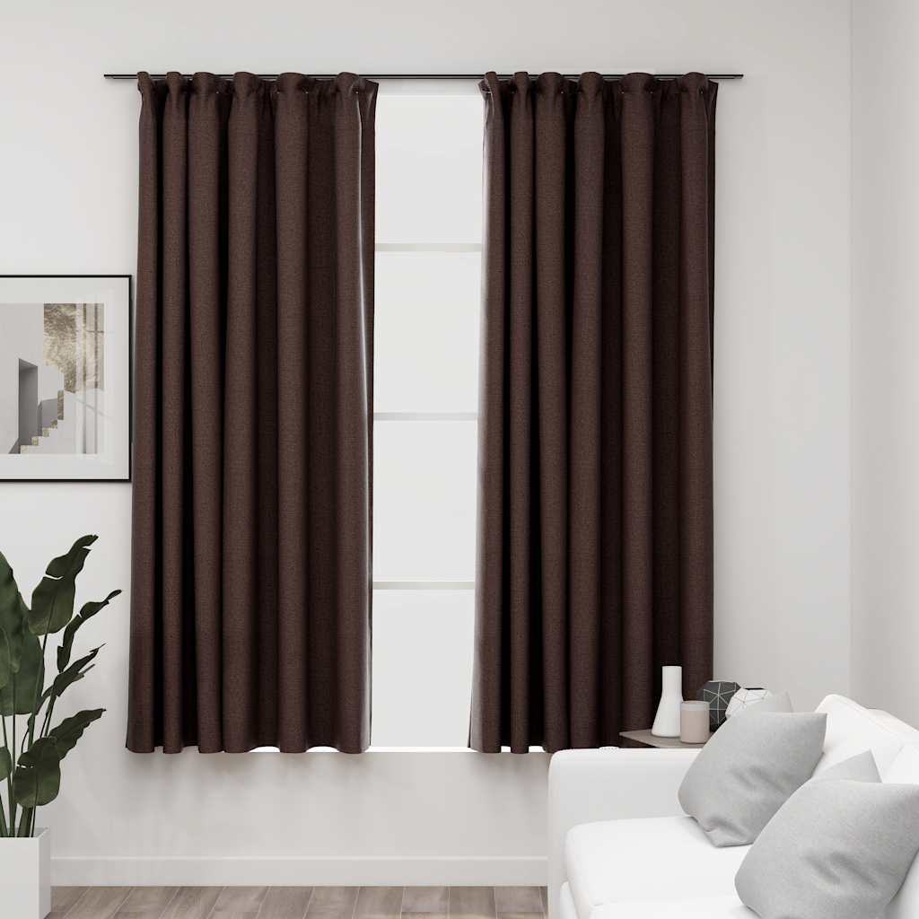 Verdunkelungsvorhänge Haken Leinenoptik 2Stk. 140X245Cm