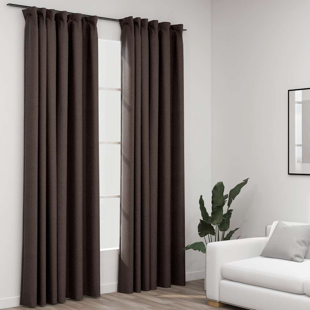 Verdunkelungsvorhänge Haken Leinenoptik 2Stk. 140X245Cm