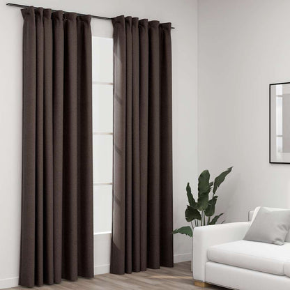 Verdunkelungsvorhänge Haken Leinenoptik 2Stk. 140X245Cm