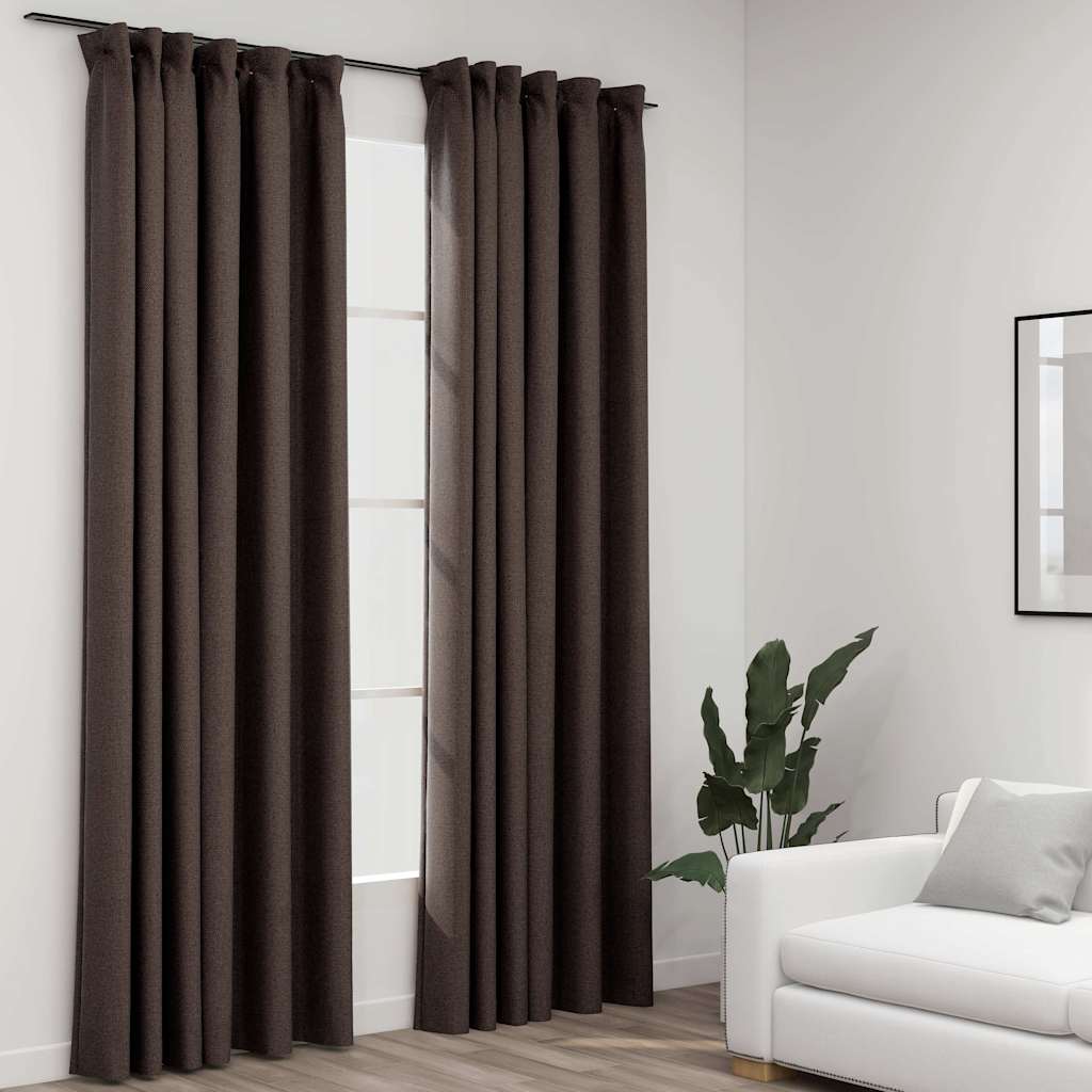 Verdunkelungsvorhänge Haken Leinenoptik 2Stk. 140X245Cm