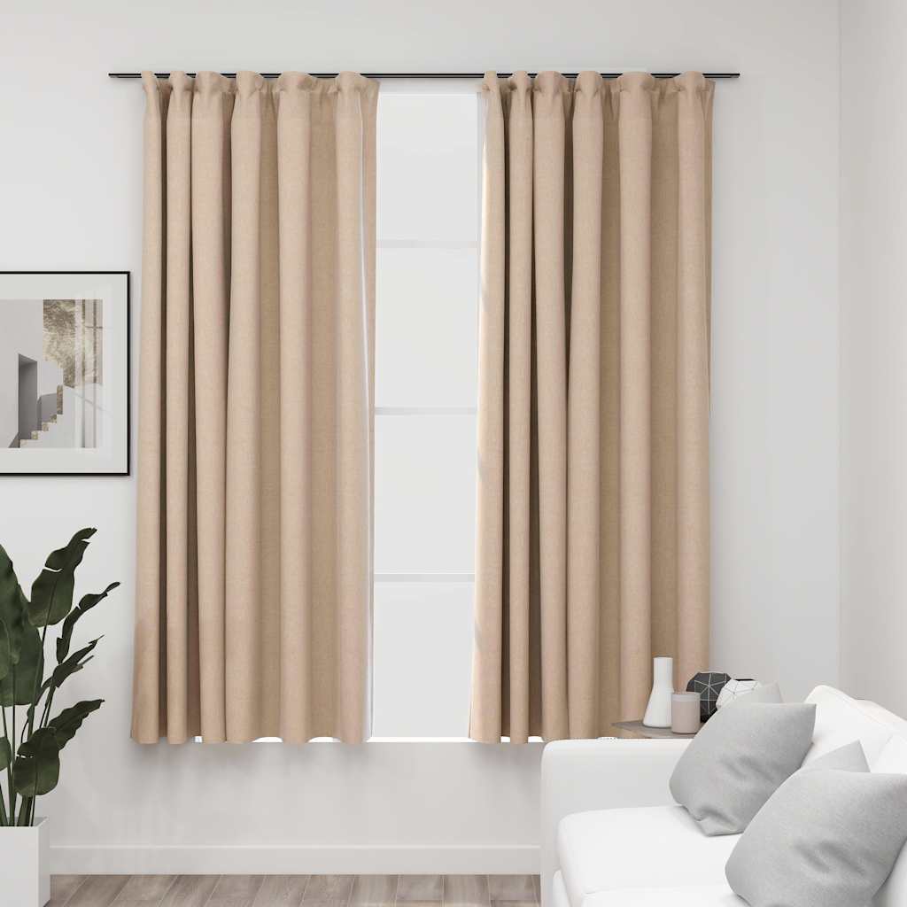 Verdunkelungsvorhänge Haken Leinenoptik 2Stk. 140X245Cm