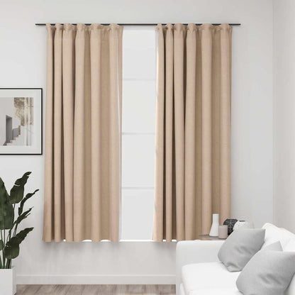 Verdunkelungsvorhänge Haken Leinenoptik 2Stk. 140X245Cm
