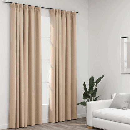 Verdunkelungsvorhänge Haken Leinenoptik 2Stk. 140X245Cm