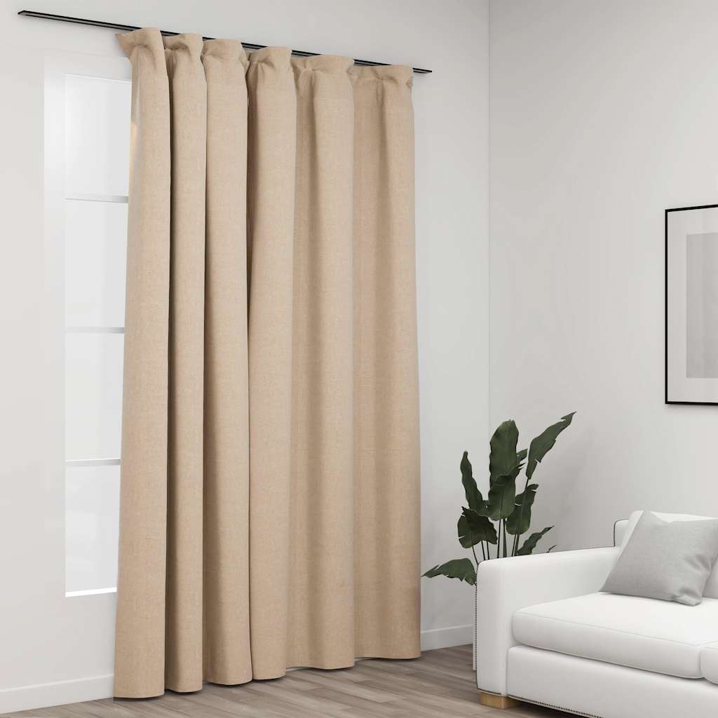 Verdunkelungsvorhang Mit Haken Leinenoptik 290X245 Cm