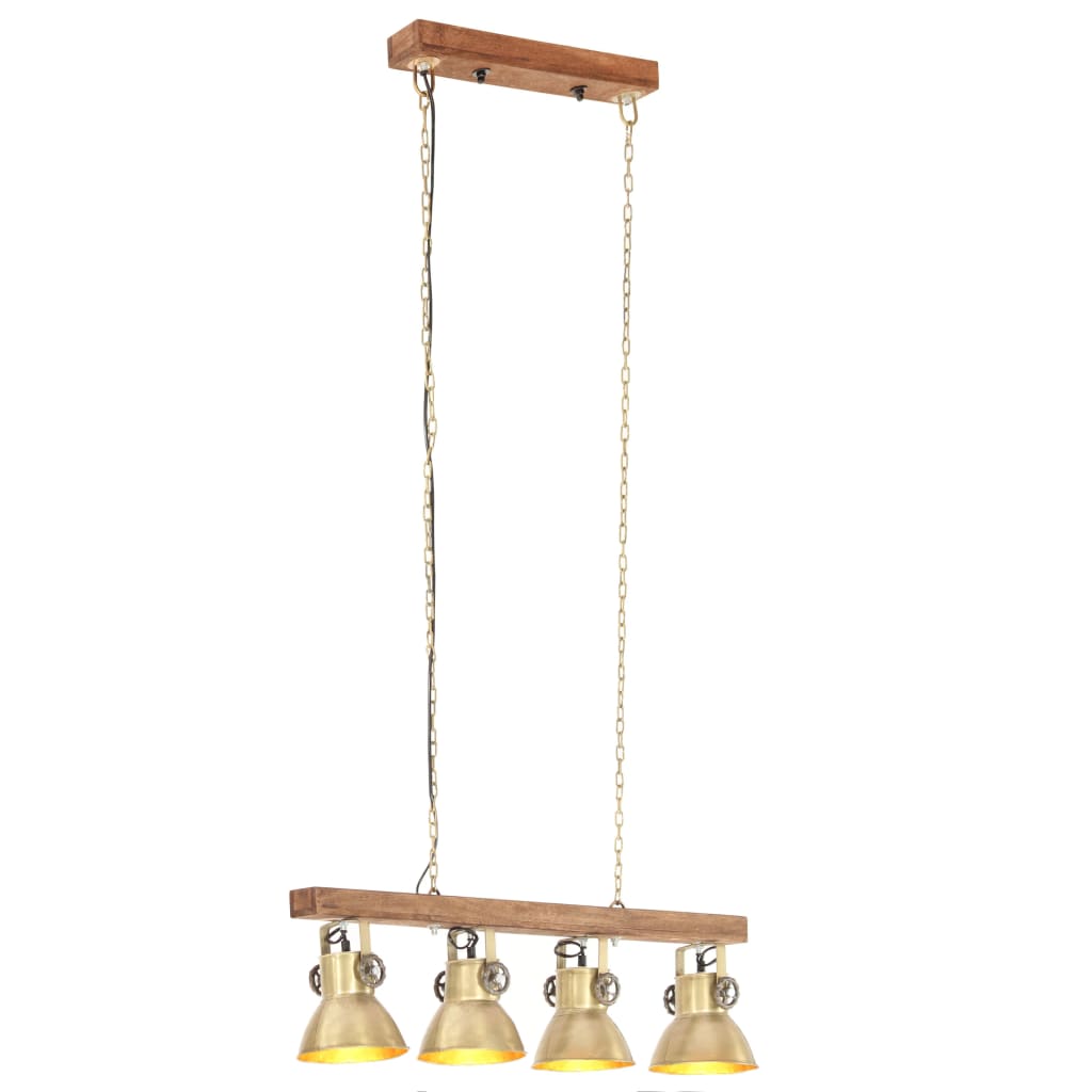 Deckenlampe Industriestil Messing E27 Mangoholz Dunkelbraun