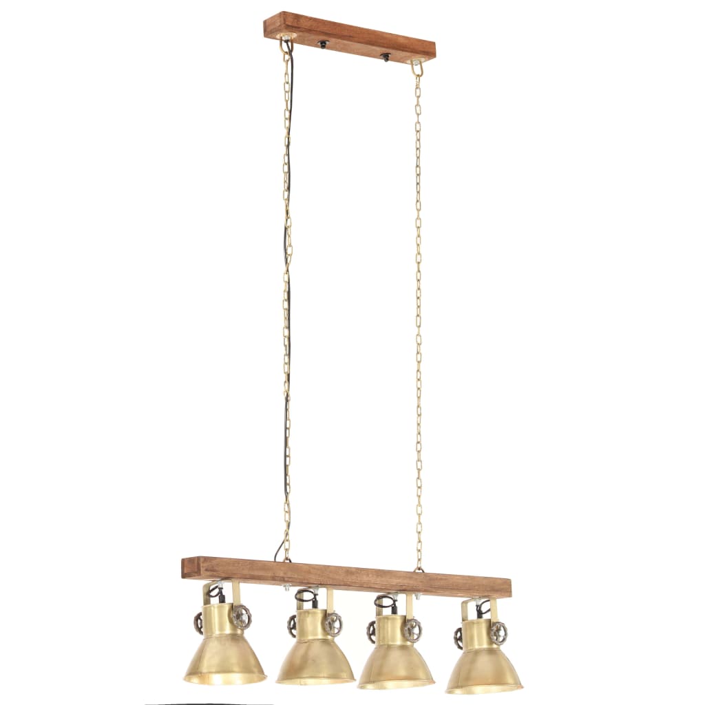 Deckenlampe Industriestil Messing E27 Mangoholz Dunkelbraun