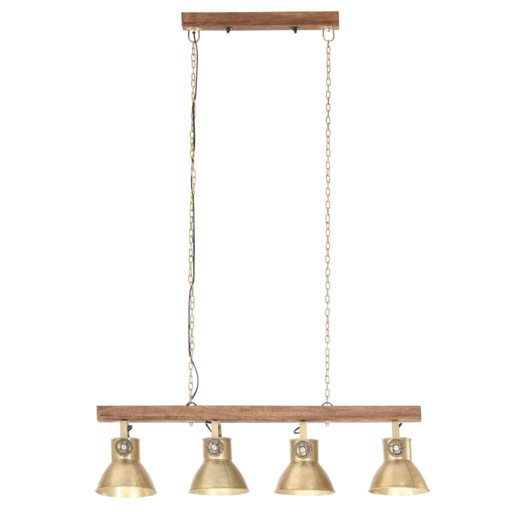 Deckenlampe Industriestil Messing E27 Mangoholz Dunkelbraun