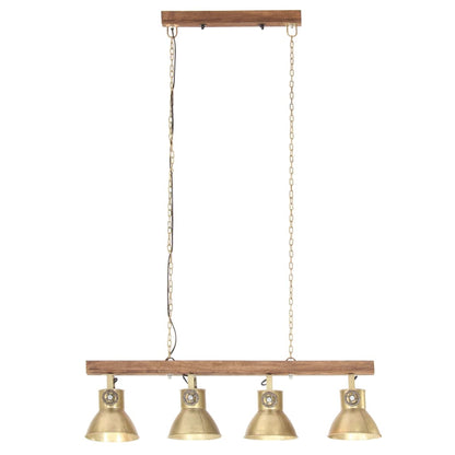 Deckenlampe Industriestil Messing E27 Mangoholz Dunkelbraun