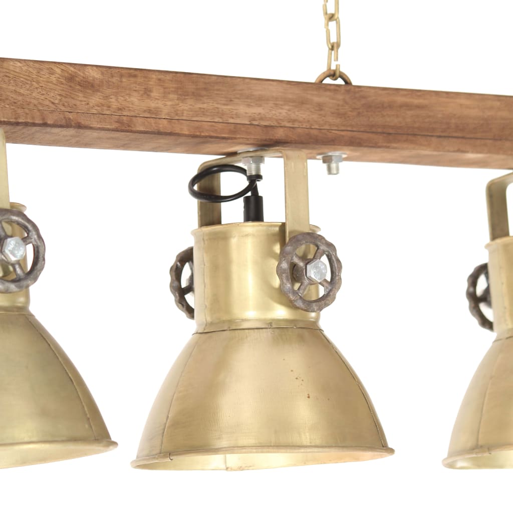 Deckenlampe Industriestil Messing E27 Mangoholz Dunkelbraun