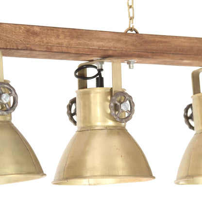 Deckenlampe Industriestil Messing E27 Mangoholz Dunkelbraun
