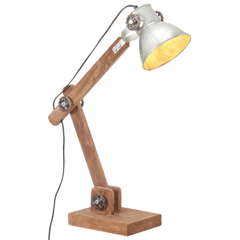 Schreibtischlampe Industriestil Silbern Rund 58X18X90 Cm E27 Dunkelgrau