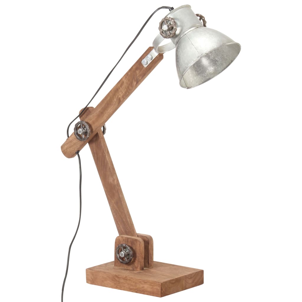 Schreibtischlampe Industriestil Silbern Rund 58X18X90 Cm E27 Dunkelgrau