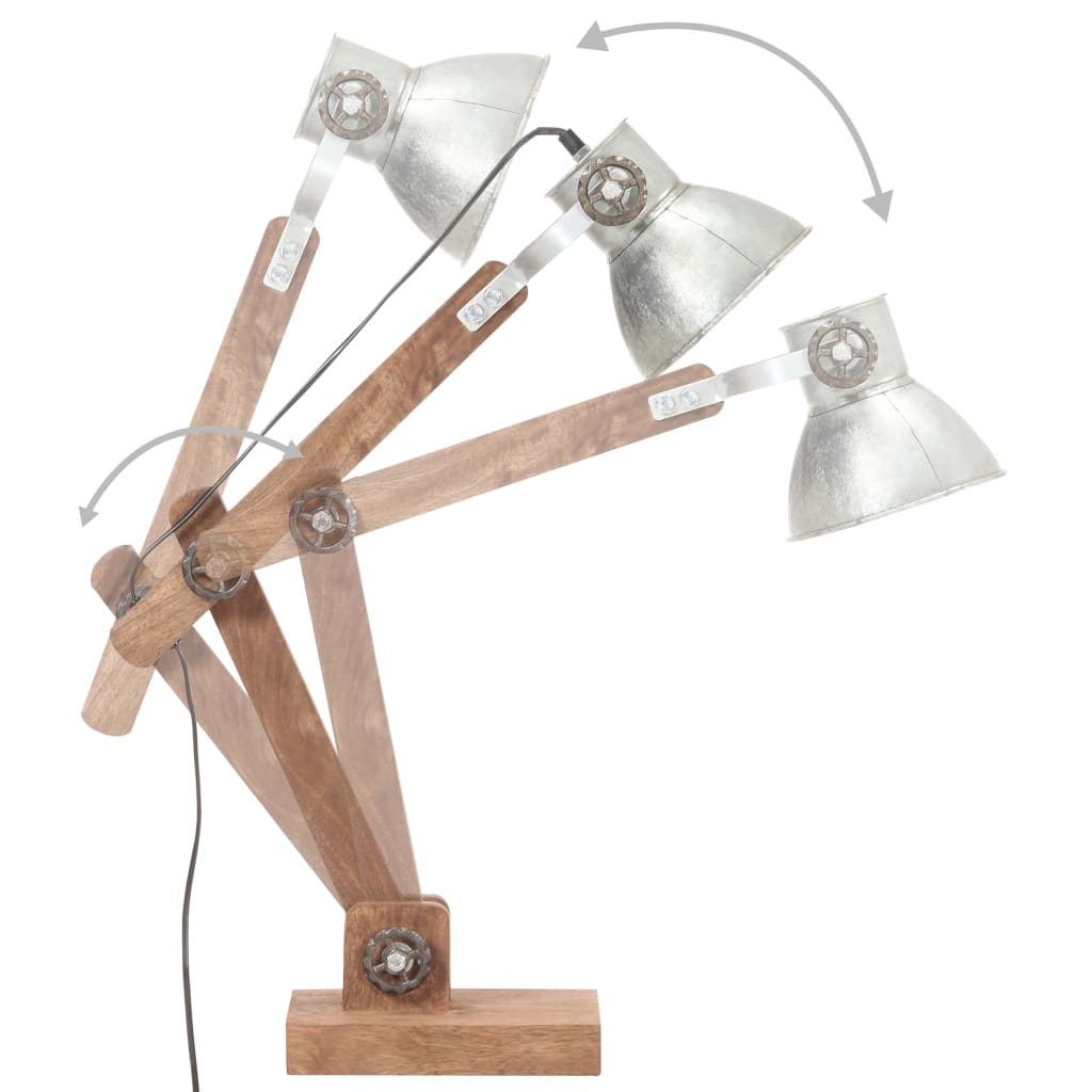 Schreibtischlampe Industriestil Silbern Rund 58X18X90 Cm E27 Dunkelgrau