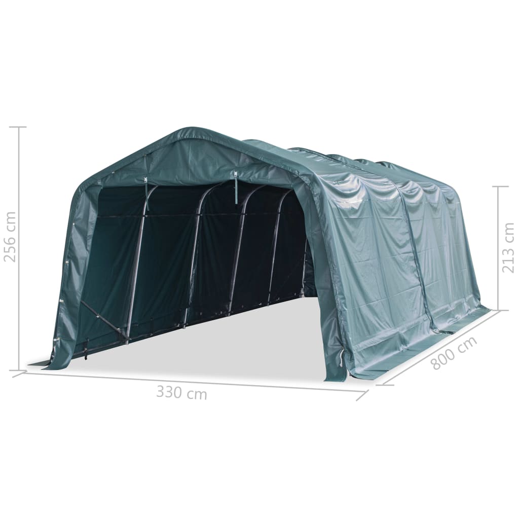 Weidezelt Pvc 550 G/M² 3,3×8 M Dunkelgrün