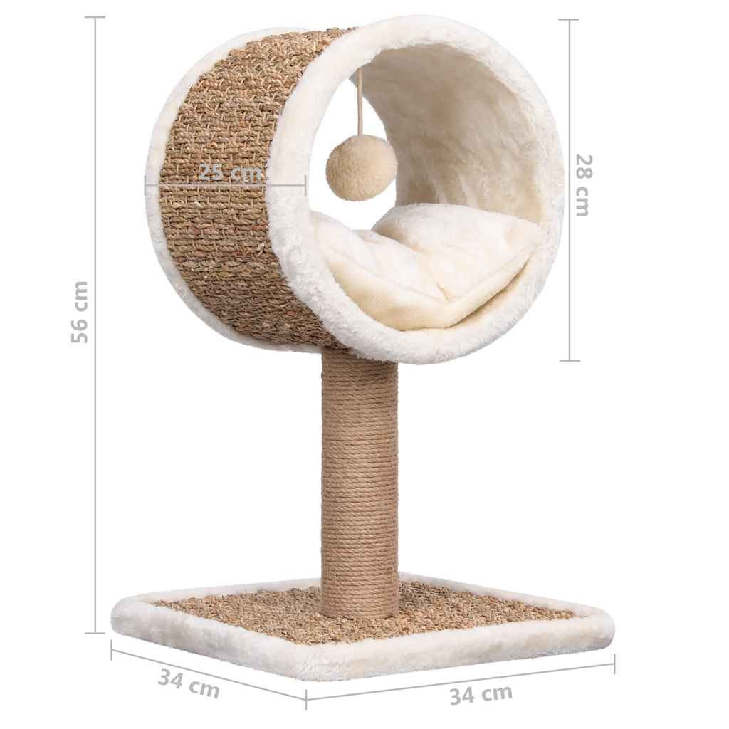 Katzen-Kratzbaum Mit Tunnel Und Spielzeug 56 Cm Seegras