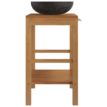 Waschtisch Massivholz Teak Mit Waschbecken Marmor