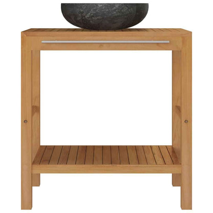 Waschtisch Massivholz Teak Mit Waschbecken Marmor