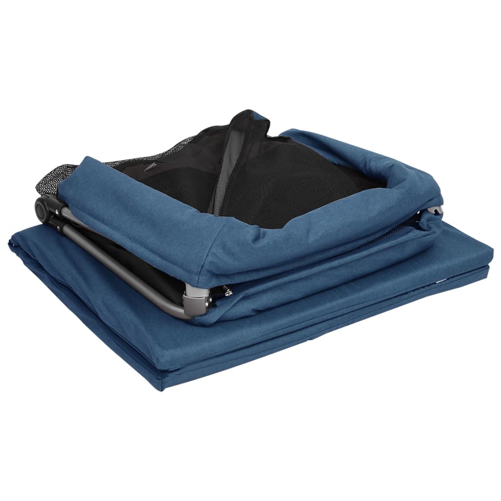 Baby-Laufstall Mit Matratze Marine Leinenstoff