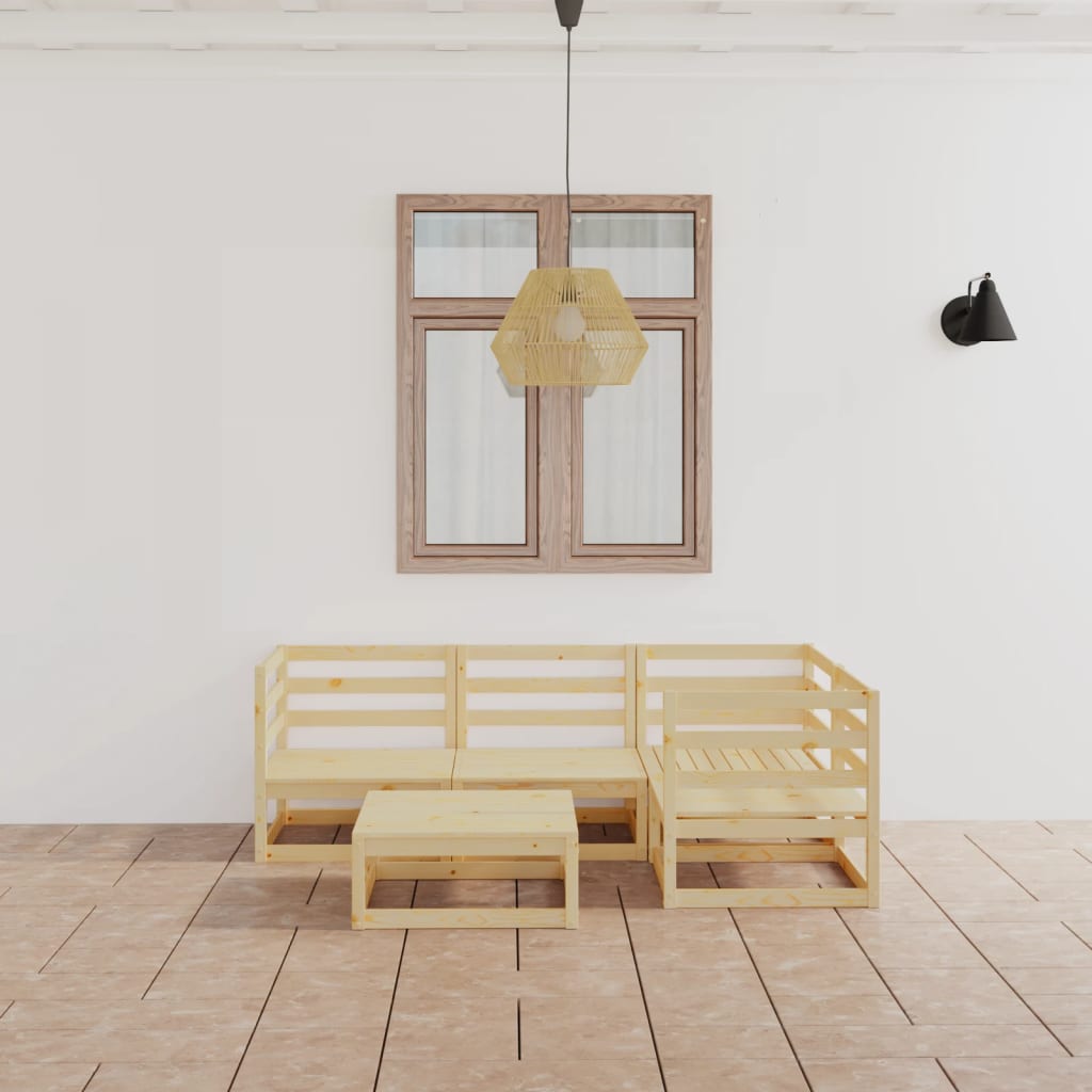 5-Tlg. Garten-Lounge-Set Massivholz Kiefer