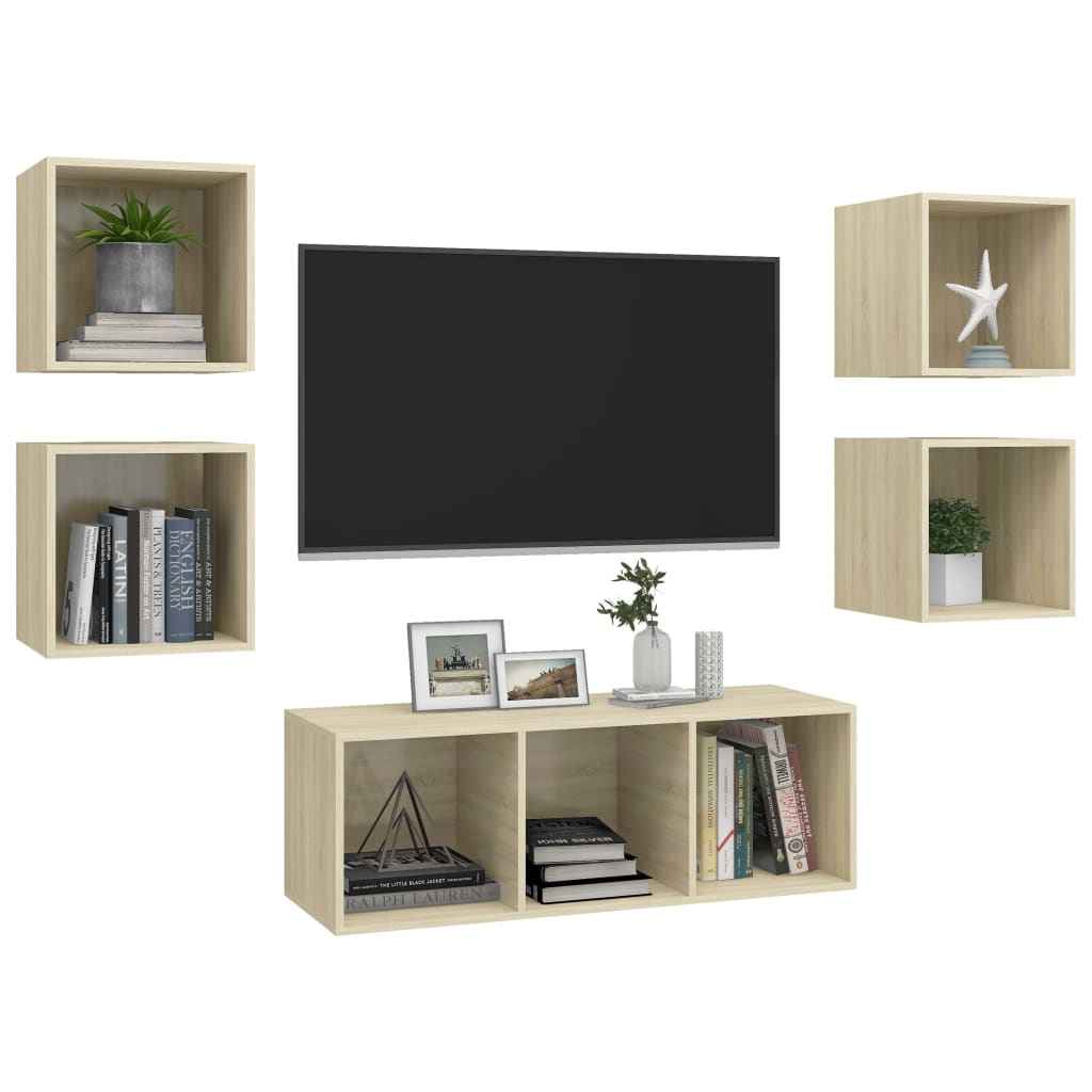 5-Tlg. Tv-Schrank-Set Sonoma-Eiche Holzwerkstoff