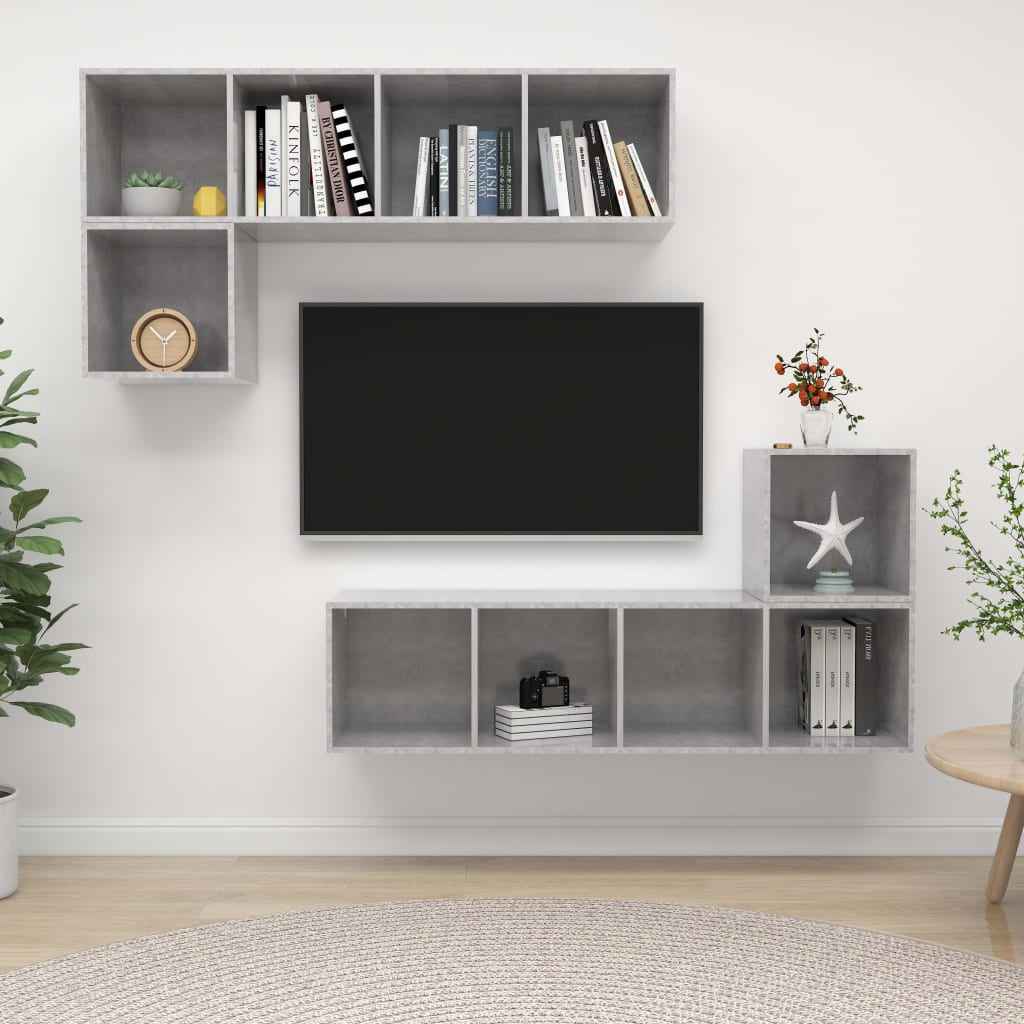 4-Tlg. Tv-Schrank-Set Holzwerkstoff
