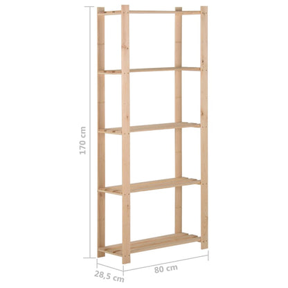 Lagerregal Mit 5 Böden 80X28,5X170 Cm Massivholz Kiefer Natur