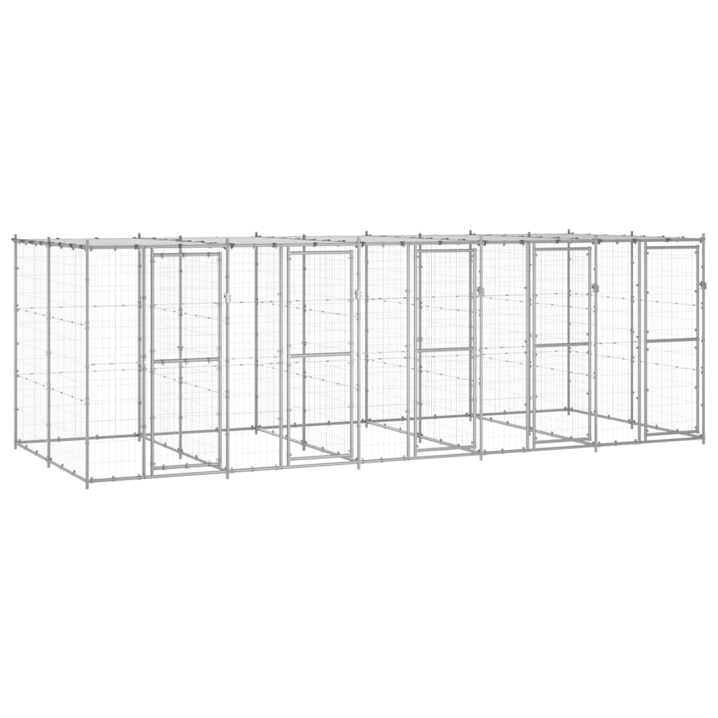 Outdoor-Hundezwinger Verzinkter Stahl 29,04 M² Silber