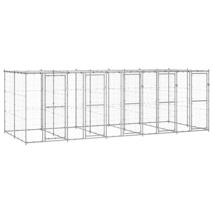 Outdoor-Hundezwinger Verzinkter Stahl 29,04 M² Silber