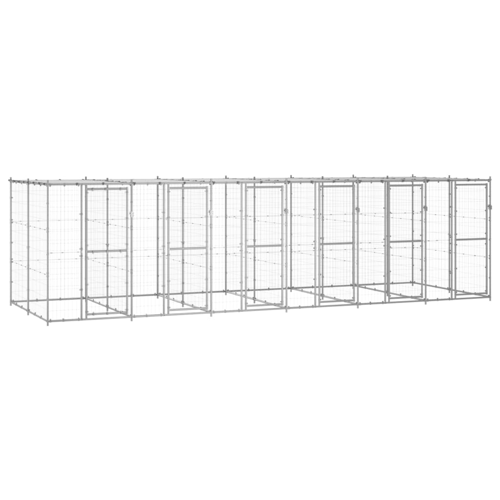 Outdoor-Hundezwinger Verzinkter Stahl 29,04 M² Silber