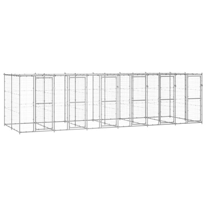 Outdoor-Hundezwinger Verzinkter Stahl 29,04 M² Silber