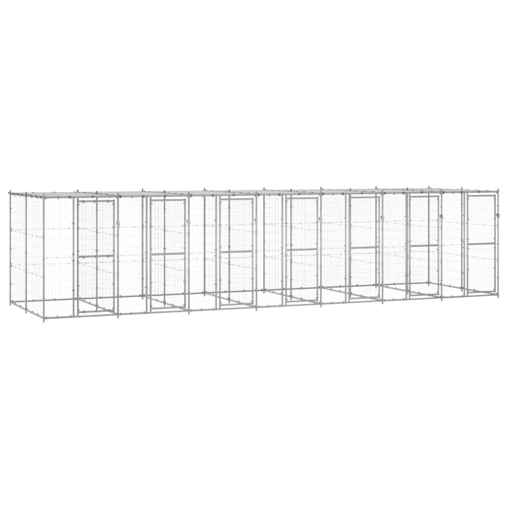 Outdoor-Hundezwinger Verzinkter Stahl 29,04 M² Silber