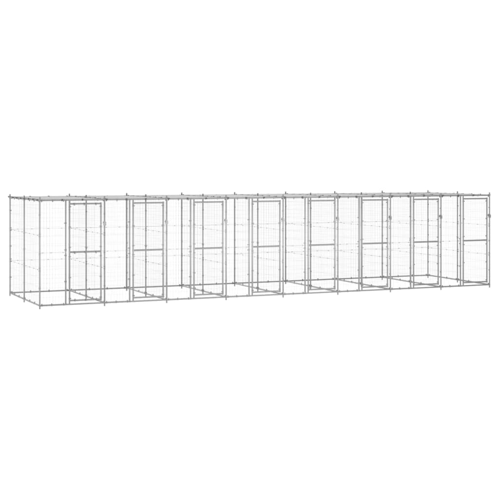 Outdoor-Hundezwinger Verzinkter Stahl 29,04 M² Silber